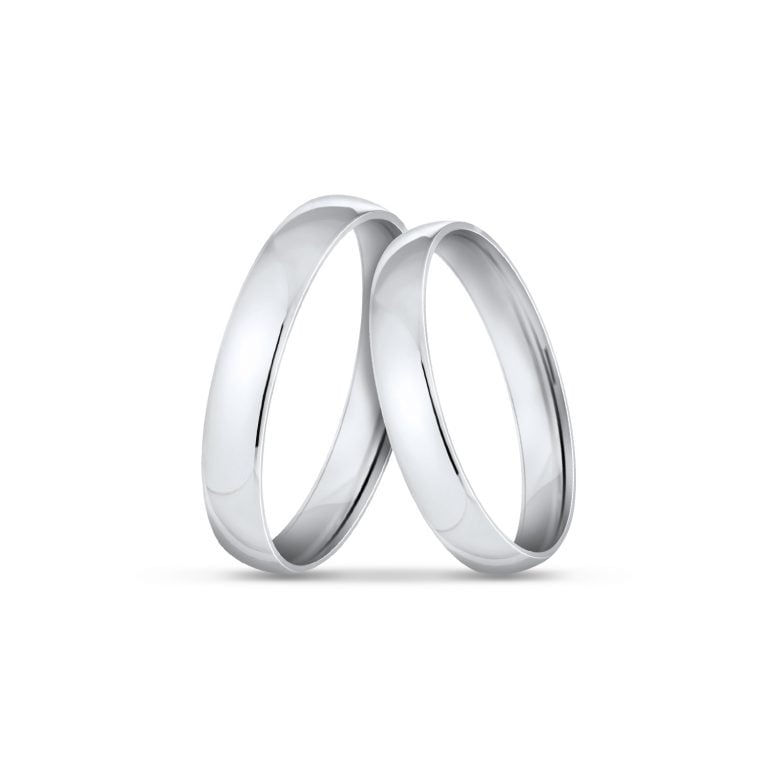 SK couple wedding rings in white gold classic style