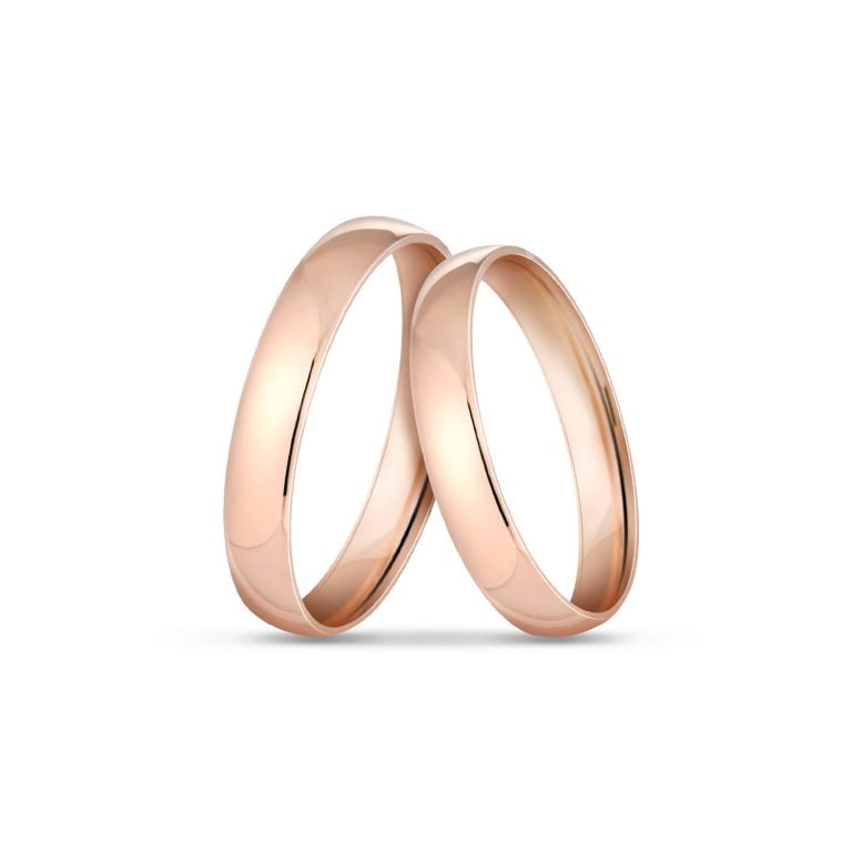 SK couple wedding rings in rose gold classic style