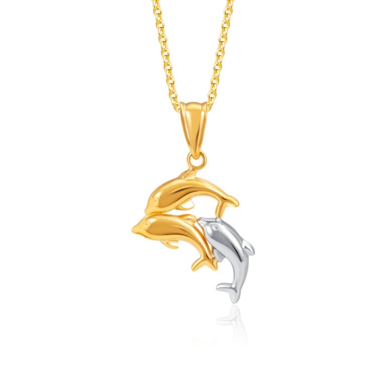 SK 916 GOLD DOLPHIN GOLD PENDANT & NECKLACE FOR WOMEN