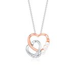 SK Jewellery Close To My Heart Pearl Necklace Pendant in 10k White and Rose Gold
