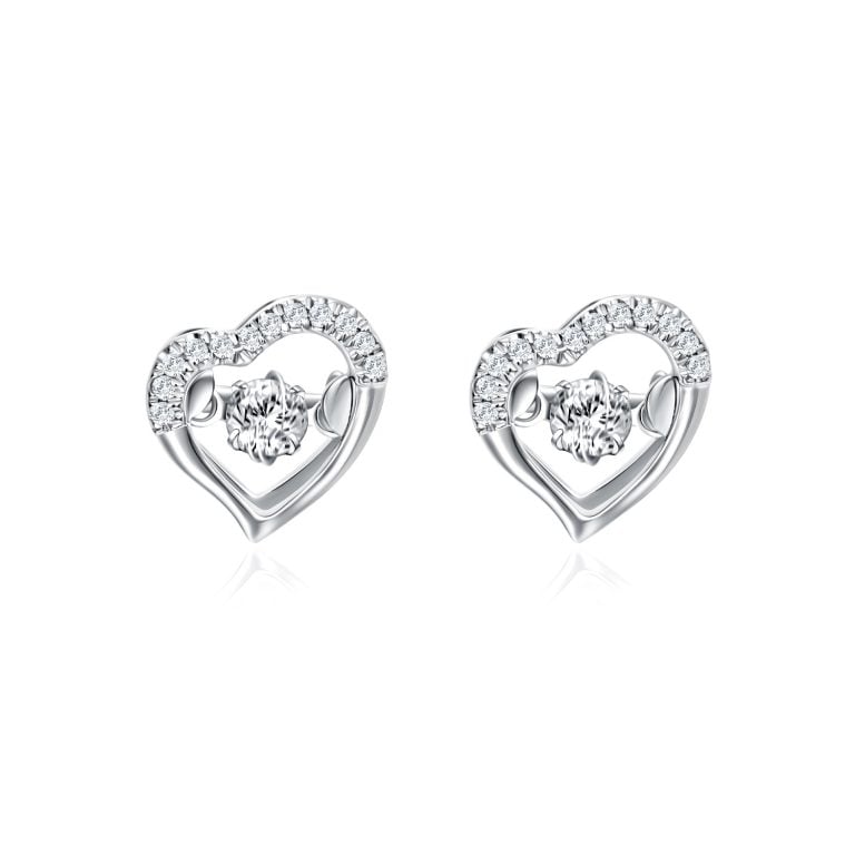 SK JEWELLERY 10K WHITE GOLD DIAMOND WOMEN'S EARRING MALAYSIA