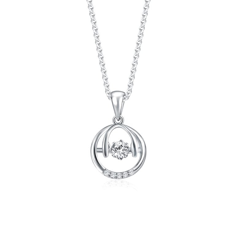 SK Jewellery Perfect Round Dancing Star Diamond Necklace for women