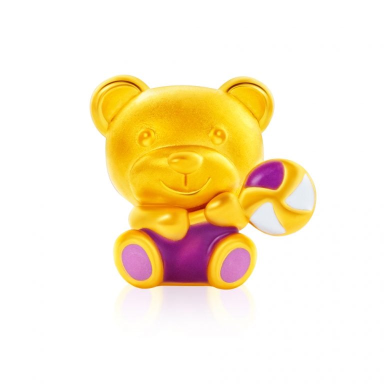 999 PURE GOLD BEARY LOLLY CHARM BRACELET bear with lolly pop candy design
