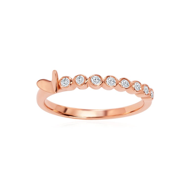 SK DIAMOND RING in 18k rose gold with 8 diamonds FLUTTER HEART