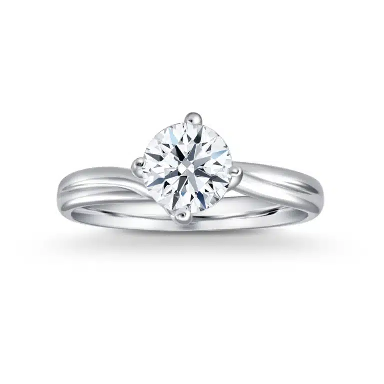 SK SOLITAIRE RING DIAMOND RING in 14k or 18k white gold with a twirling setting and brilliant diamond STAR CARAT CLASSIC TWIRL
