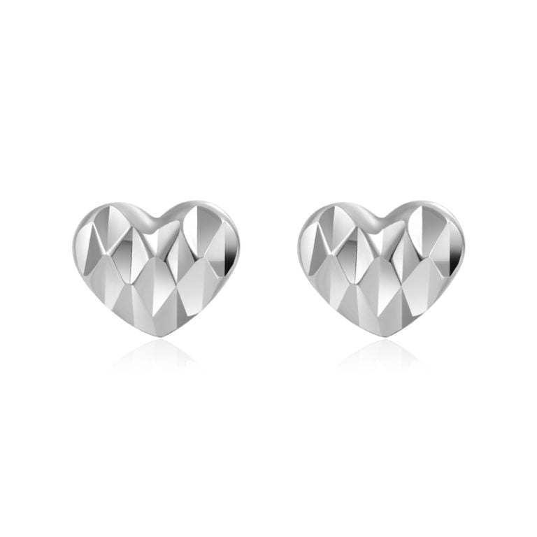SK JEWELLERY 14K WHITE GOLD HEART STUD EARRINGS FOR MALAYSIA
