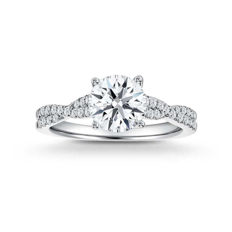 SK SOLITAIRE RING DIAMOND RING with an elegant twisted setting in 18k white gold STAR CARAT GLAMOUR