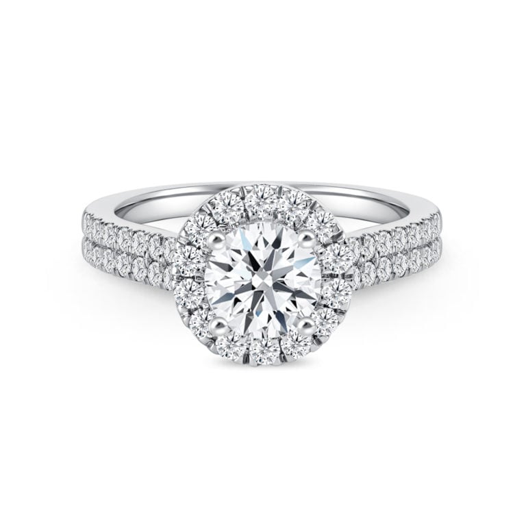 SK SOLITAIRE RING DIAMOND RING in a paved halo setting in 18k white gold STAR CARAT CLASSIC HALO