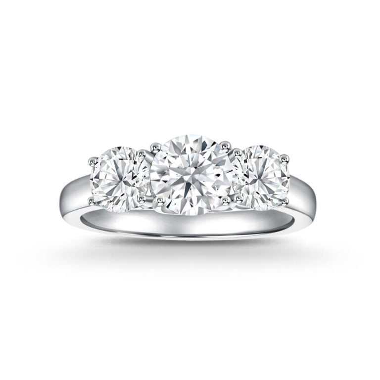 SK SOLITAIRE RING DIAMOND RING with three lab grown diamonds in 18k white gold STAR CARAT CLASSIC TRILOGY