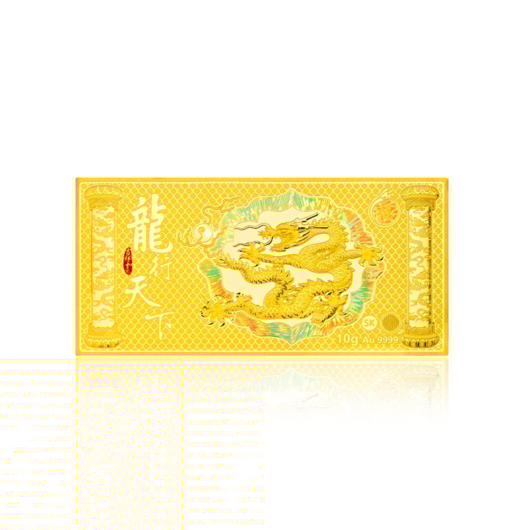 SK JEWELLERY DRAGON ODYSSEY 999 PURE GOLD BAR 10G