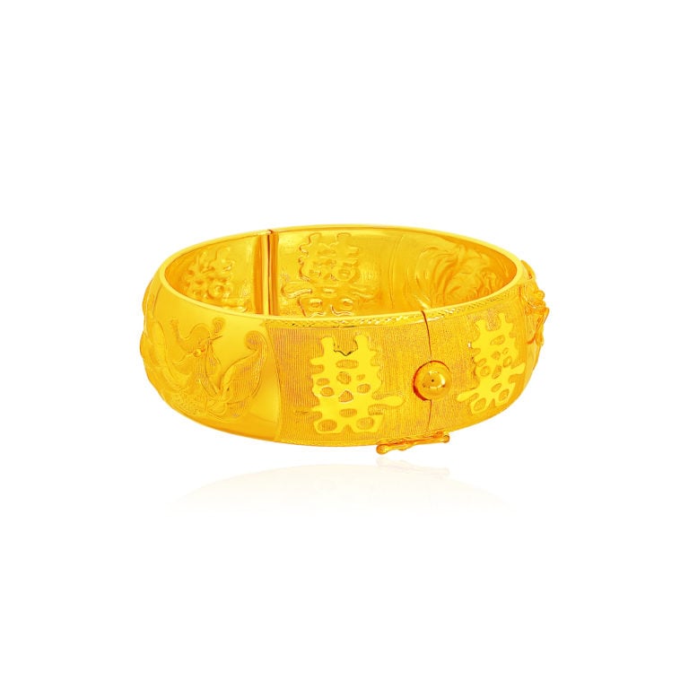 DRAGON & PHOENIX 999 PURE GOLD BANGLE