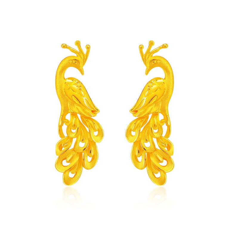 bridal gold bird earrings