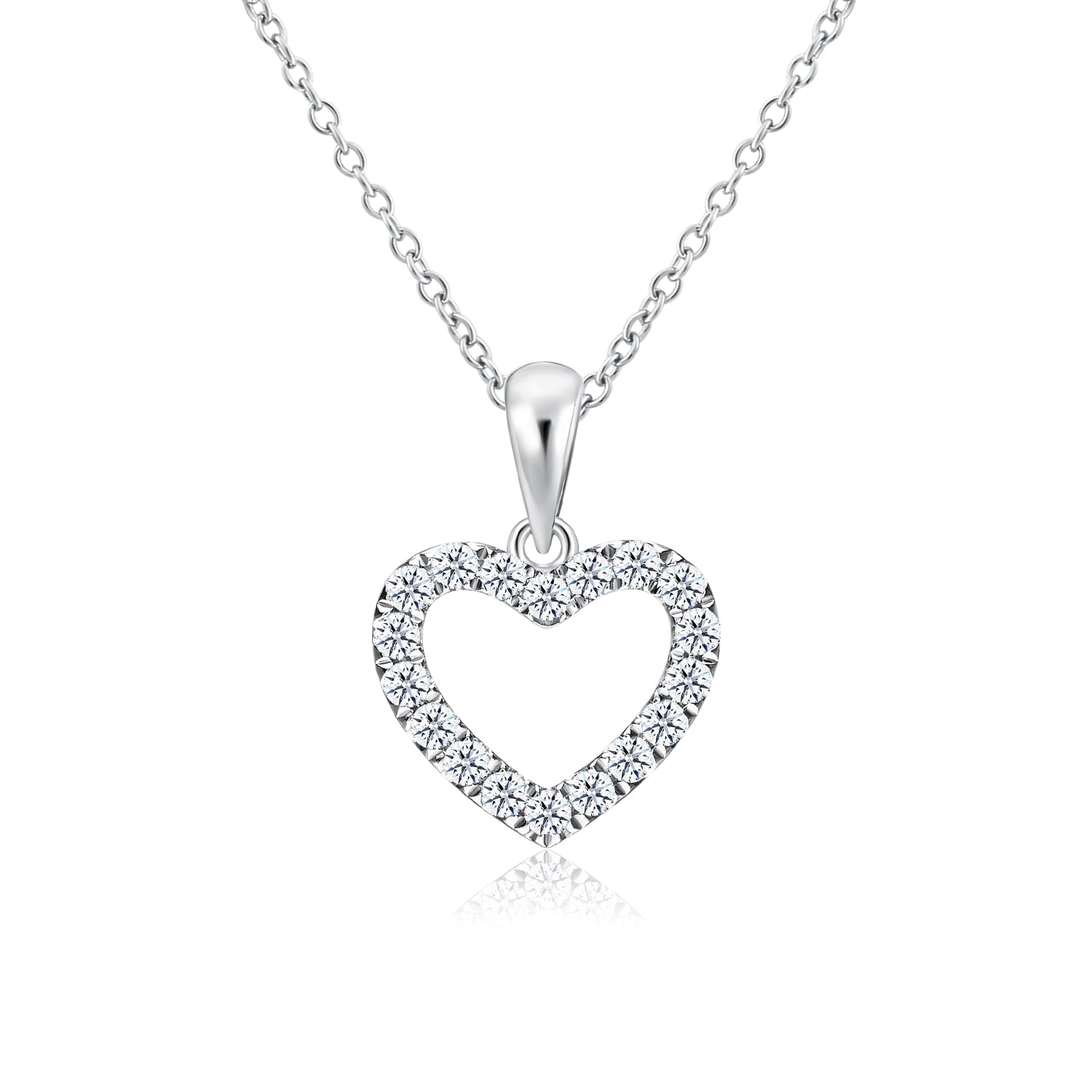 SK Jewellery Star Carat Starlett Heart necklace for women, featuring a 10K white gold lab-grown heart-shaped diamond pendant with a matching 10K white gold chain.