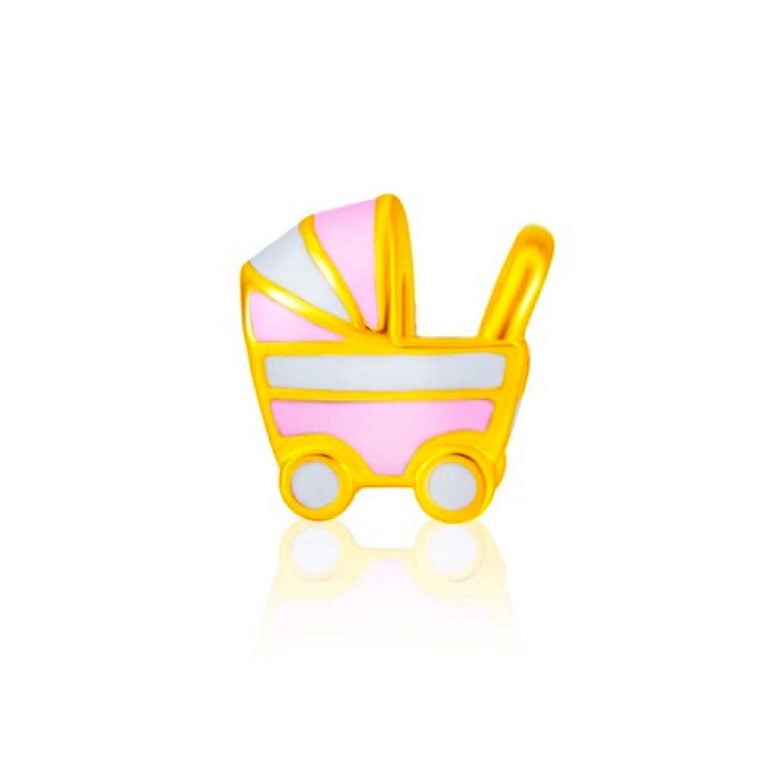 GOLDEN PRAM Baby Carriage Stroller 999 PURE GOLD CHARM BRACELET