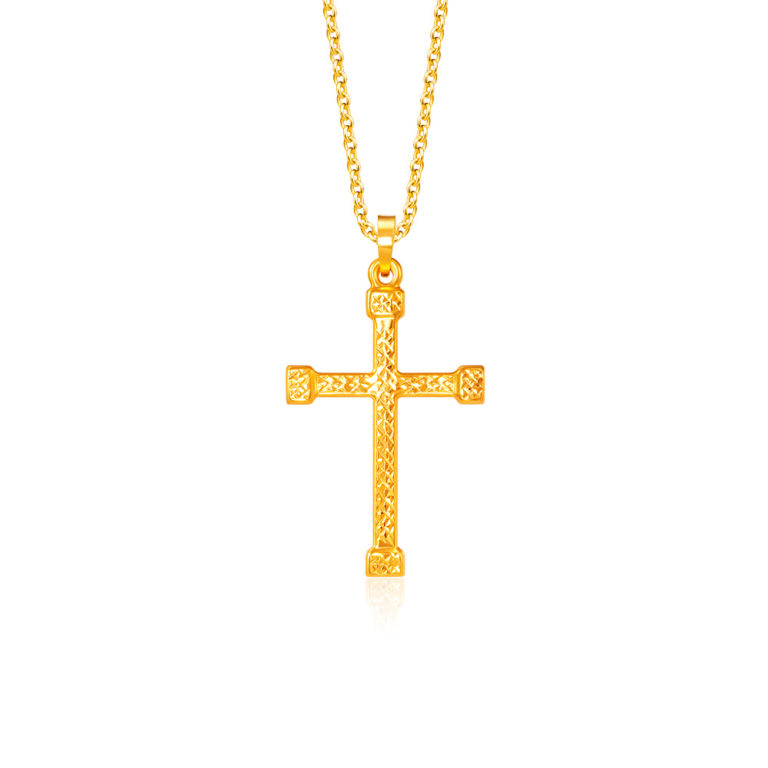 SK 916 EXQUISITE CROSS GOLD PENDANT & NECKLACE FOR WOMEN