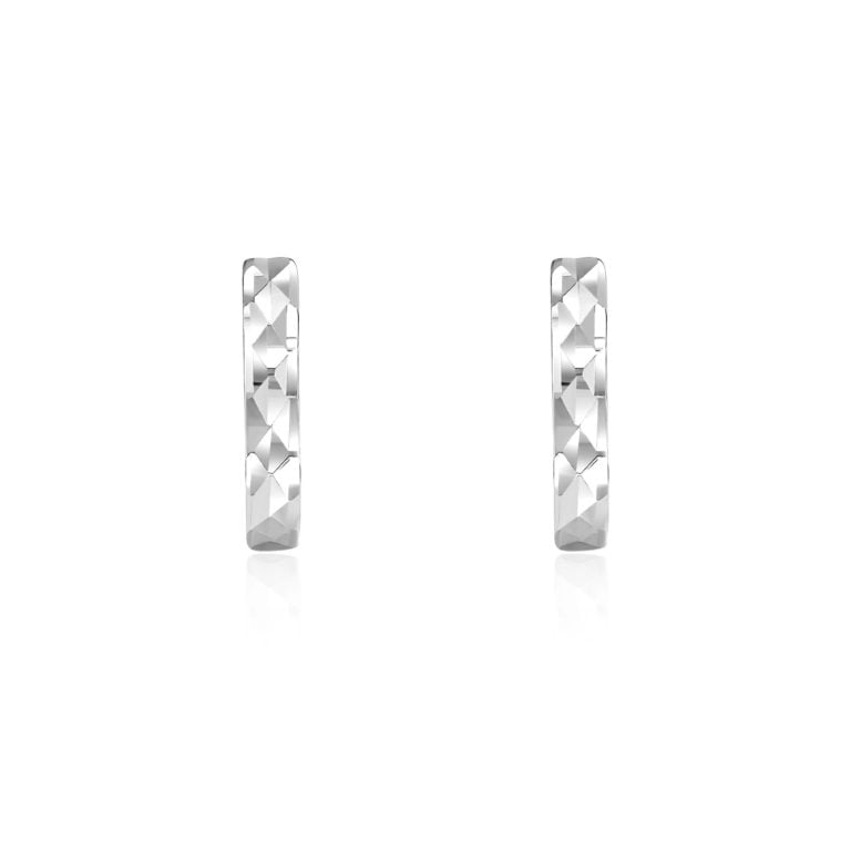 SK JEWELLERY 14K WHITE GOLD MINI HUGGIES HOOP EARRINGS FOR WOMEN MALAYSIA