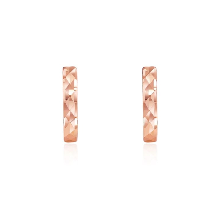 SK JEWELLERY 14K ROSE GOLD MINI HUGGIES HOOP EARRINGS FOR WOMEN MALAYSIA