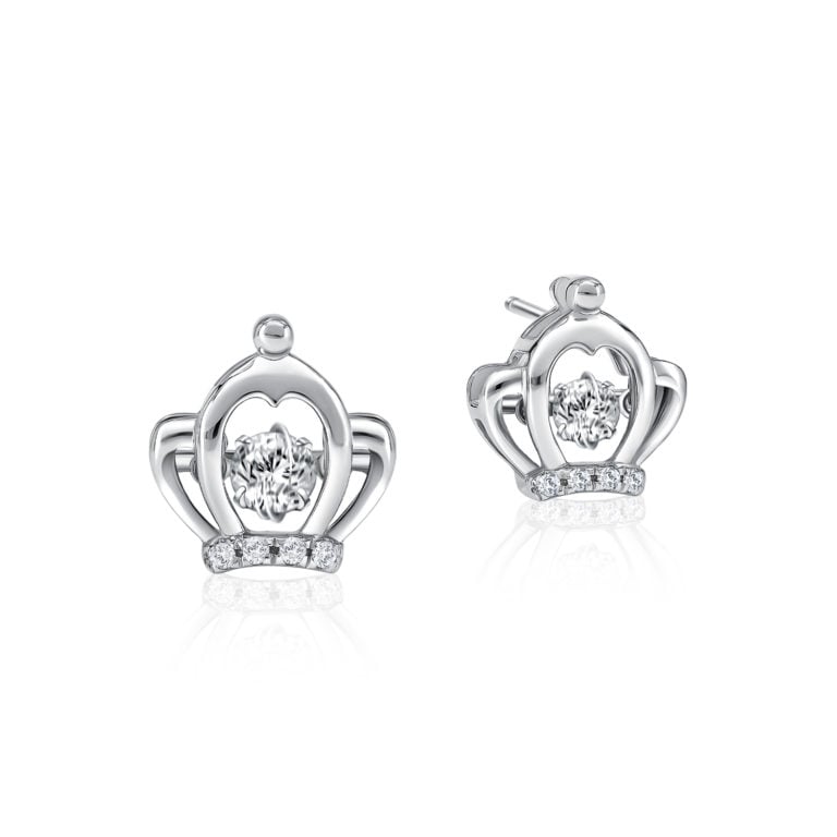 Queen Crown Dancing Star Diamond Earrings