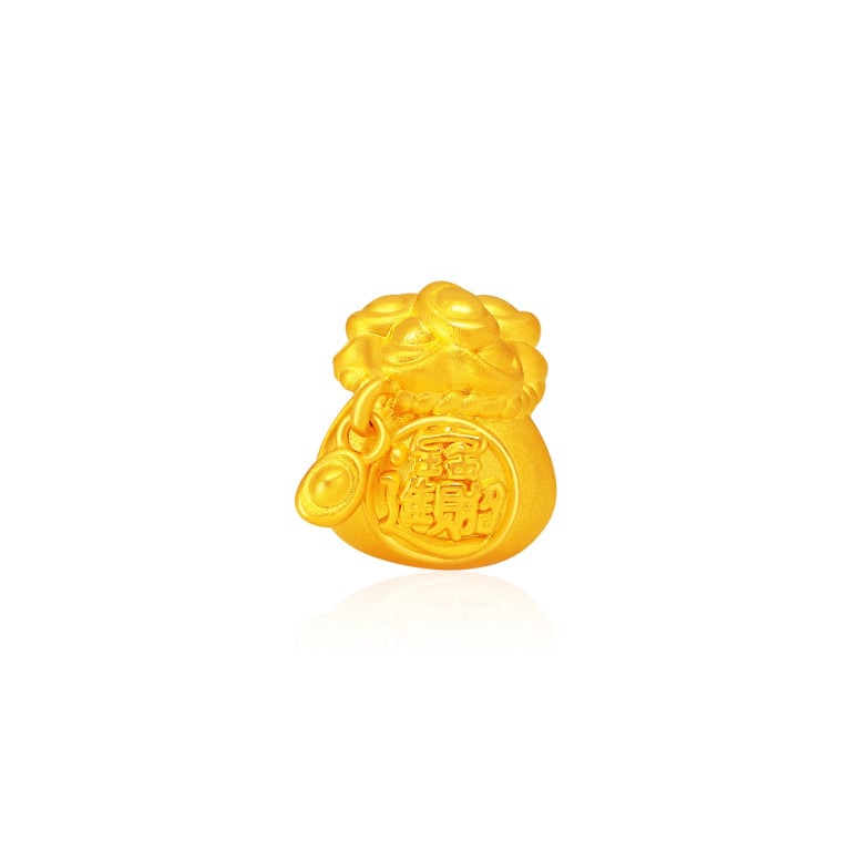 MONEYBAG WITH INGOTS 999 PURE GOLD CHARM BRACELET 招财进宝