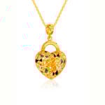 SK ORO AMARE HEART LOCK GOLD PENDANT IN GREEN PENDANT & NECKLACE FOR WOMEN