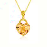 SK 916 ORO AMARE HEART LOCK GOLD PENDANT IN RED PENDANT & NECKLACE FOR WOMEN