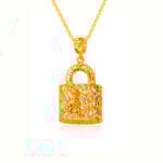 SK 916 ORO AMARE PADLOCK GOLD PENDANT IN CYAN PENDANT & NECKLACE FOR WOMEN