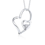 SK DIAMOND PENDANT ALL MY HEART a heart shaped pendant in 10k white gold with lab grown diamond NECKLACE FOR WOMEN