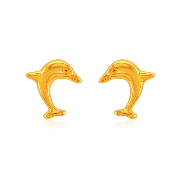 SK 916 GOLD DANCING DOLPHIN STUD WOMEN'S EARRINGS