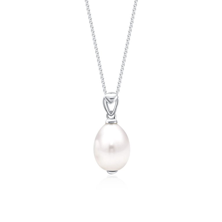 SK JEWELLERY CLASSIC PEARL NECKLACE PENDANT WITH 10k white gold CHAIN
