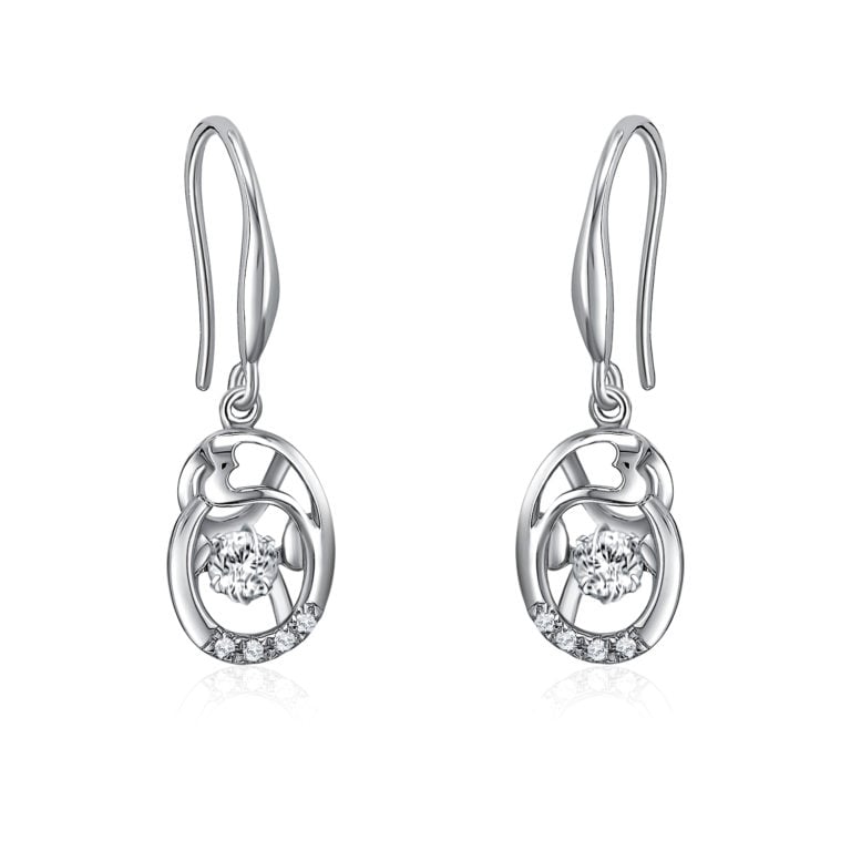 SK JEWELLERY 10K WHITE GOLD SWIRL PATTERNED DANGLING EARRING MALAYSIA