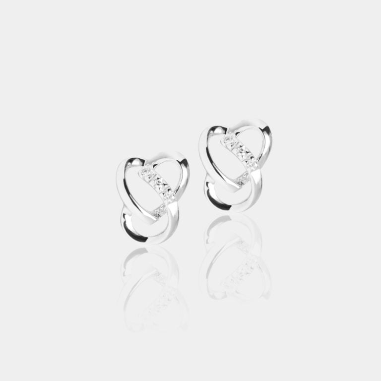 SK JEWELLERY 10K WHITE GOLD HEART SHAPE STUD EARRINGS FOR WOMEN MALAYSIA