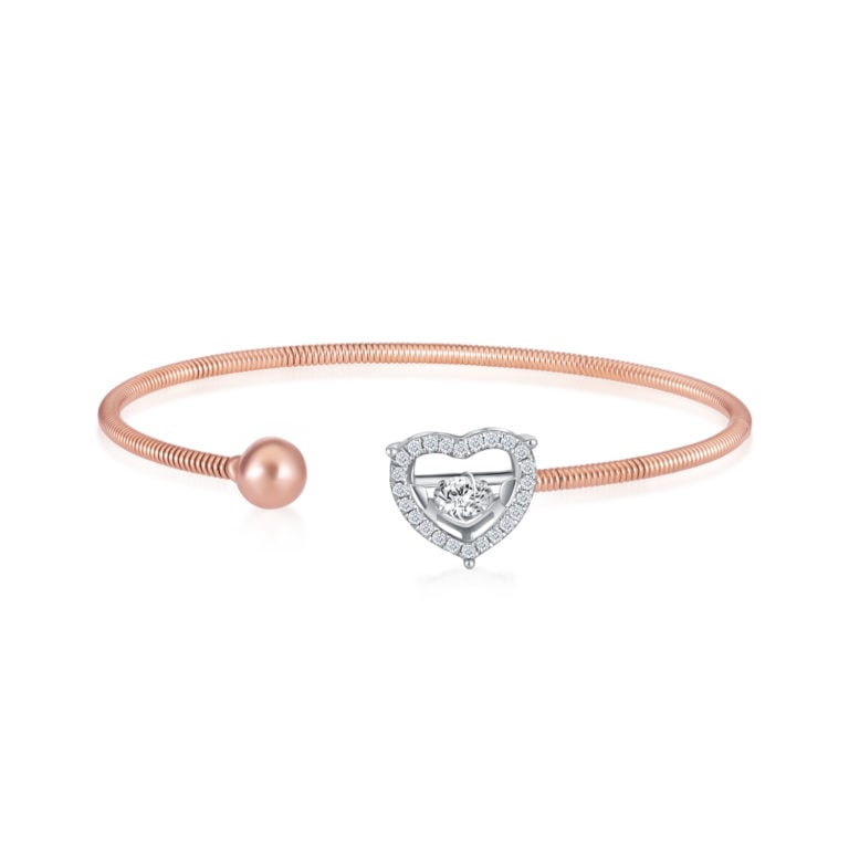 PRECIOUS HEART 14k rose gold DIAMOND BANGLE