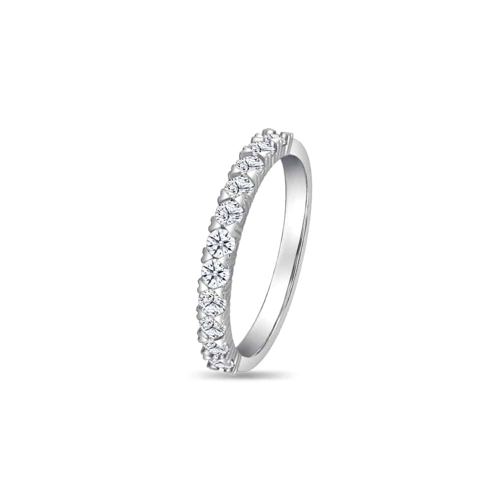 ETERNAL BLISS a row of diamonds around half the band symbolising everlasting love 14K WHITE GOLD WEDDING RINGS