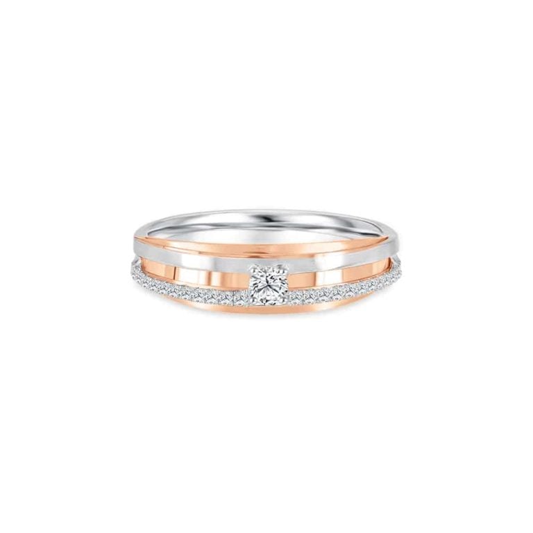 SK mens wedding rings in 18k white gold and rose gold with a classy design with diamonds