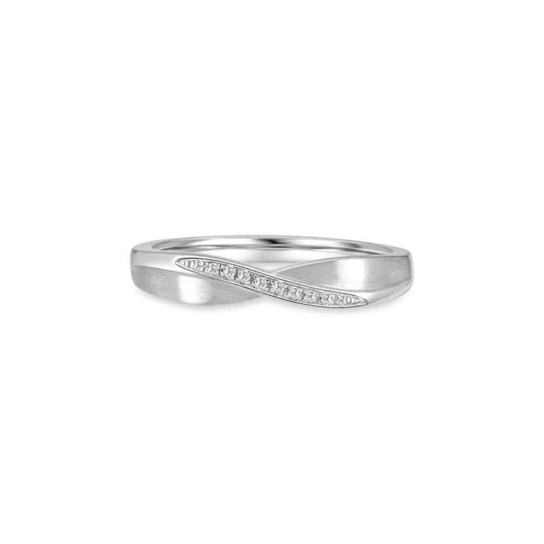 SK mens wedding rings in 14k white gold lined with 22 diamonds