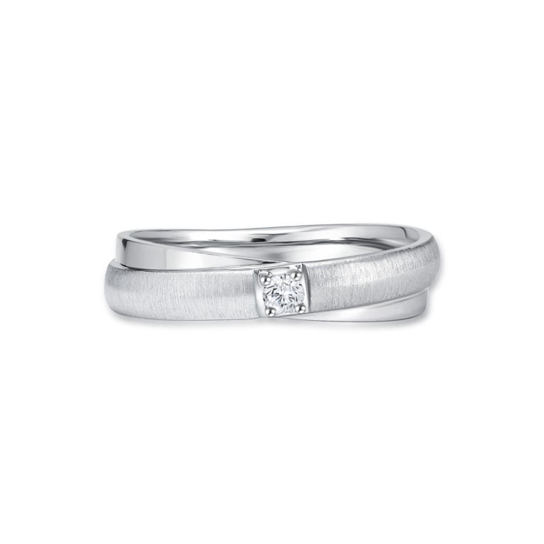SK mens wedding rings in 18k white gold with intertwined bands