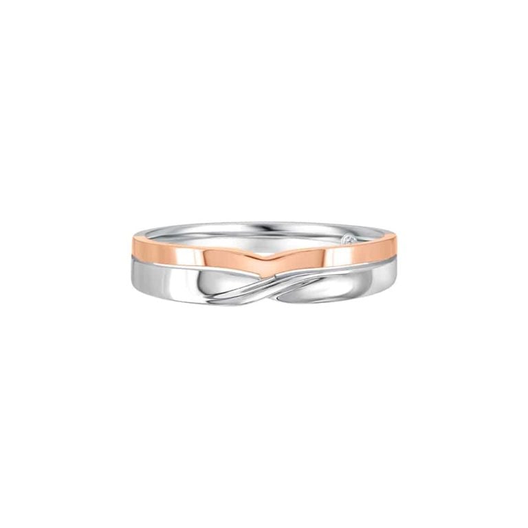 SK mens wedding rings in 18k white gold and rose gold with two layers of tone