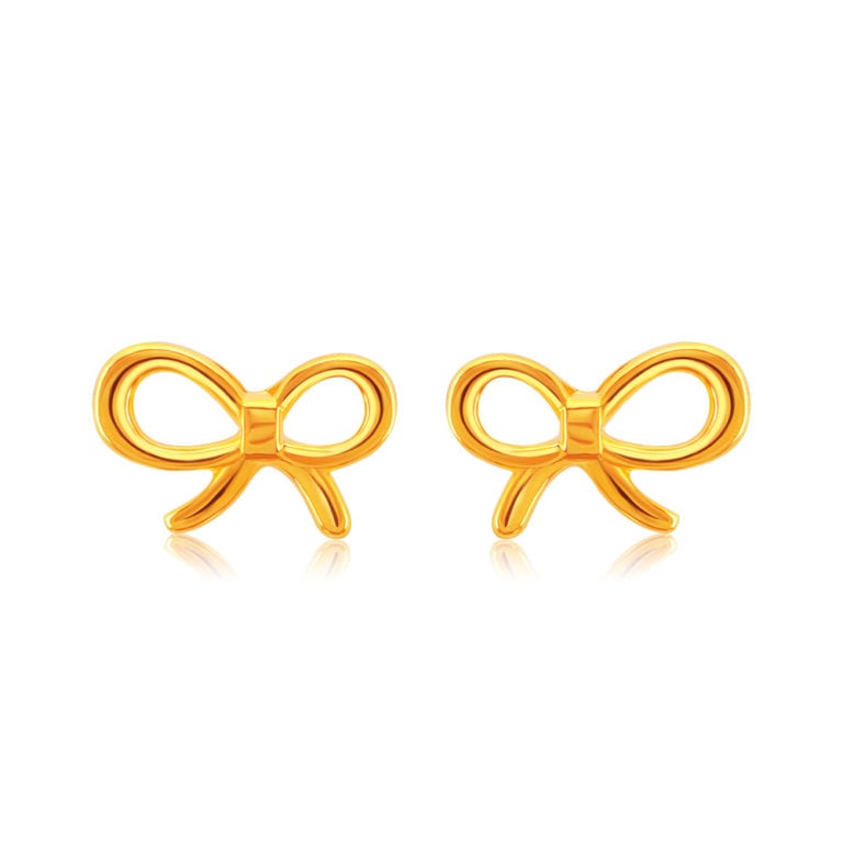 SK 916 GOLD CLASSIC STUD RIBBON EARRINGS FOR WOMEN and KIDS