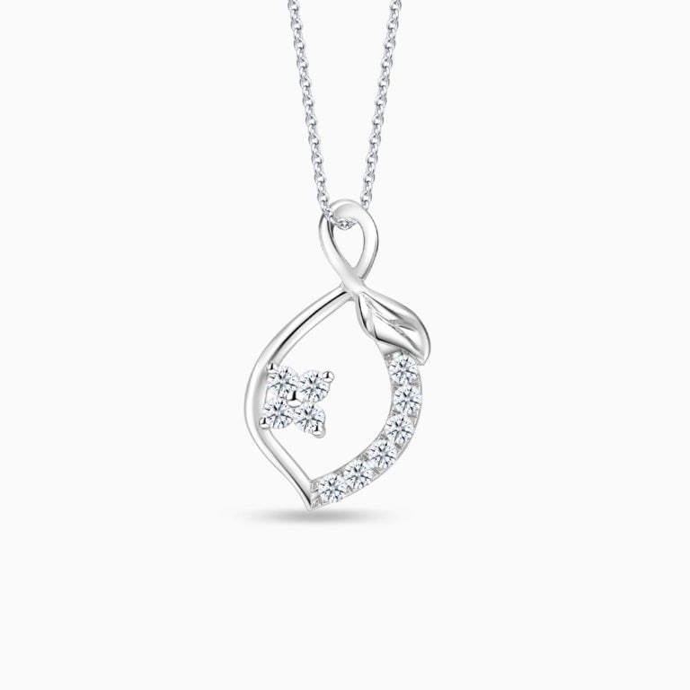 SK Jewellery Starlett Jasmine 10k white gold lab grown diamond pendant & diamond necklace for woman. Comes with 10k white gold chain.