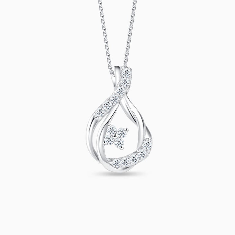SK Jewellery Starlett Treble 10k white gold lab grown diamond pendant & diamond necklace for women. Comes with 10k white gold chain.