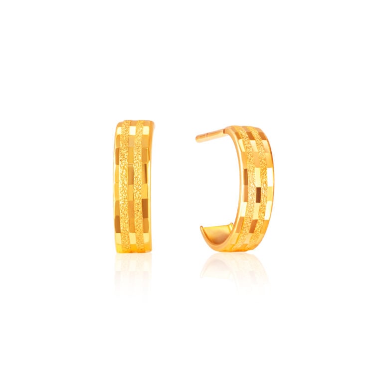 SK 916 THERESA HALF CIRCLE STUD GOLD EARRINGS for women