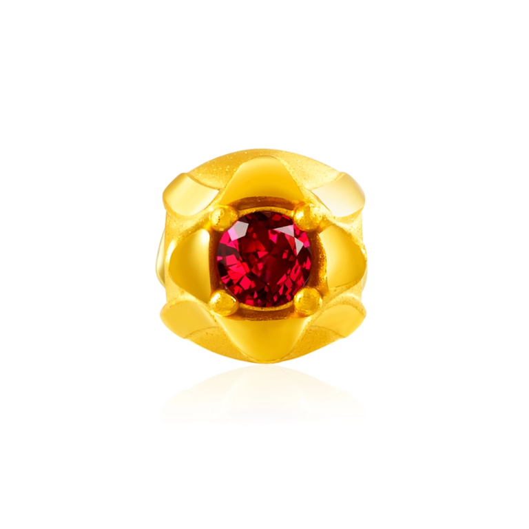 GARNET TULIP 999 PURE GOLD CHARM BRACELET