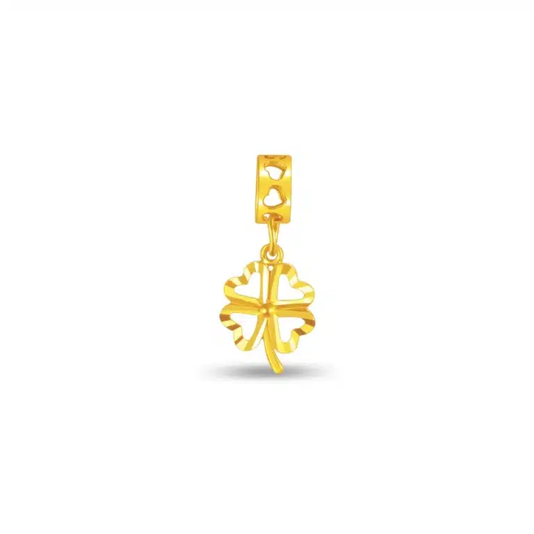 Lucky Elysian Clover 916 Gold Charm, a stunning charm perfect for adding to your clover bracelet, crafted in 916 gold for a touch of elegance and good fortune.