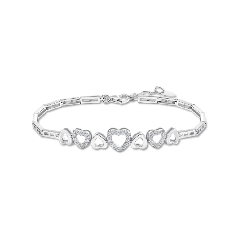 SK JEWELLERY 10K WHITE GOLD BRACELET SMALL LOVE WITH DIAMOND BRACELET FOR WOMEN MALAYSIA