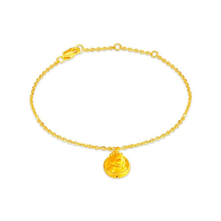 SK BRACELET FOR WOMEN ICONIC WINNIE THE POOH 999 PURE GOLD featuring winnie the pooh as a charm made out of 999 pure gold