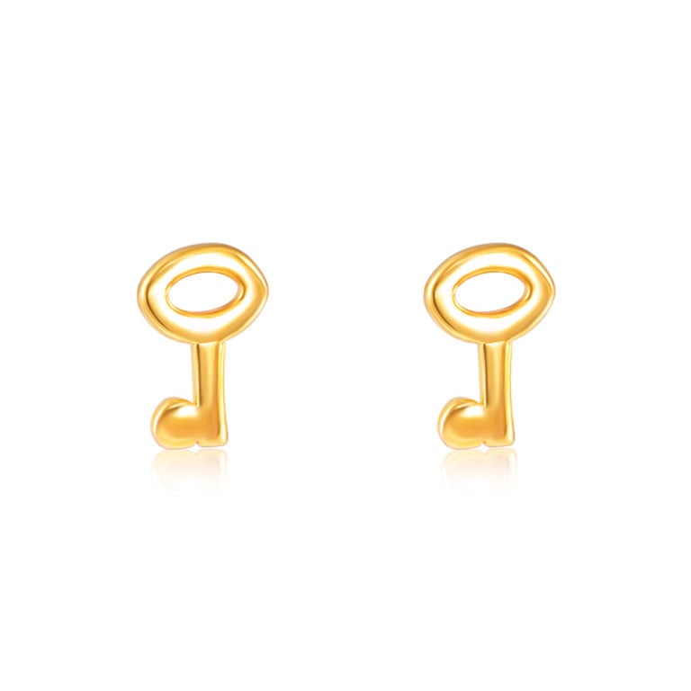SK 916 GOLD MINI STUD KEY EARRINGS