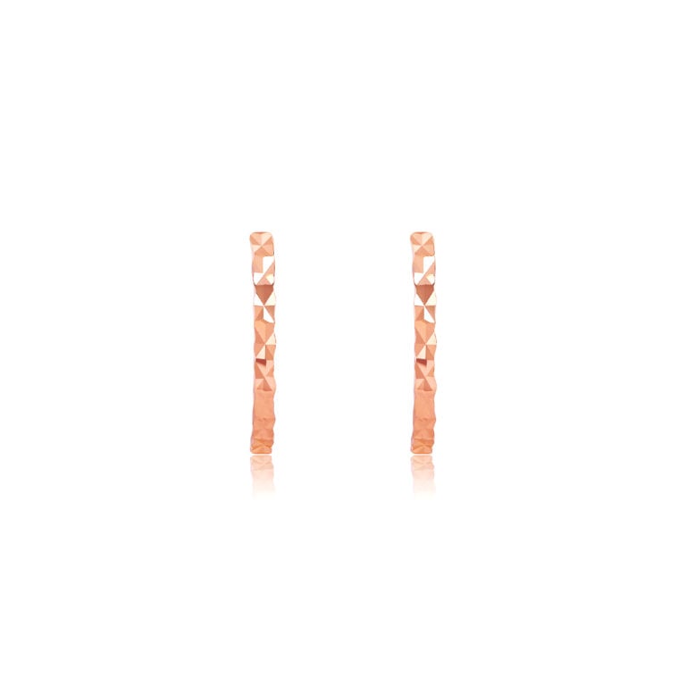 SK JEWELLERY 14K ROSE GOLD SPARKLING HOOP EARRINGS FOR WOMEN MALAYSIA