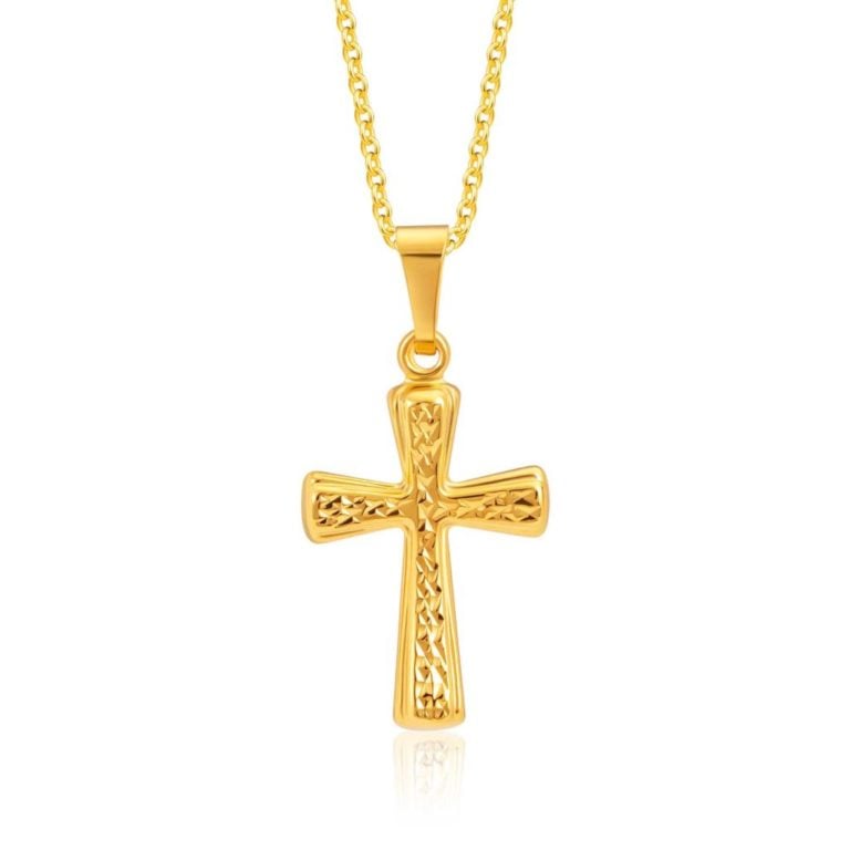 SK 916 Sparkling Cross Gold Pendant