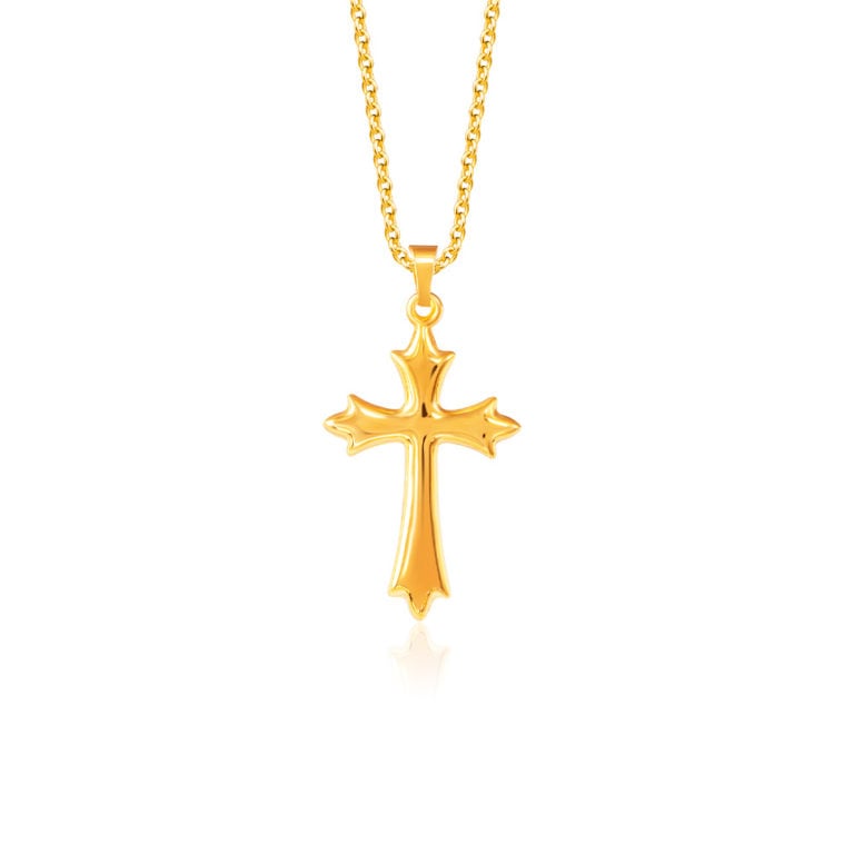 SK 916 FLEURY PATONCE CROSS GOLD PENDANT & NECKLACE FOR WOMEN