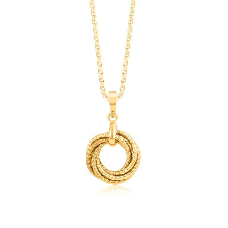 SK 916 FULL SHIMMER KNOT GOLD PENDANT & NECKLACE FOR WOMEN